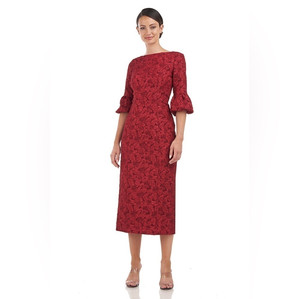 BRIELLE COLUMN BURGUNDY ELEGANT MIDI DRESS Size 10 NWT